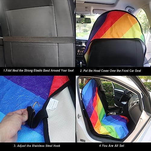 Image of Car Seat Cover Protector Front Seats,for Gym Workout,Running,Swimming,Beach and Hiking,Waterproof Sweat Towel Bucket Seat Covers for Cars SUV Trucks (Rainbow, 2Pcs)