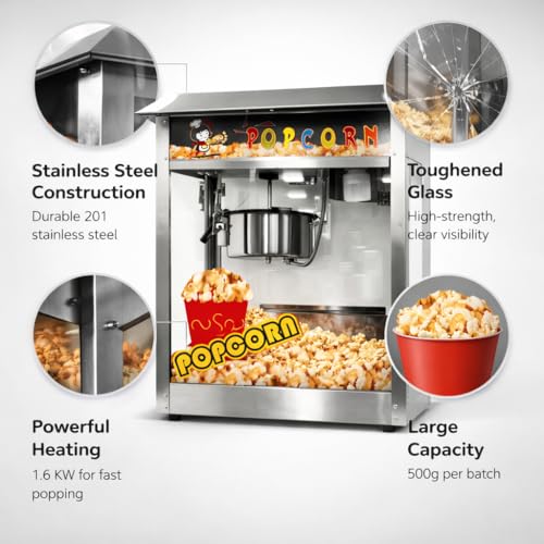 Image of Universal Machinery Popcorn Maker Machine for Commercial & Home | Heavy Duty Stainless Steel Popcorn Popper | Fast Heating, Large Capacity | Ideal for Parties, Events, Movie Nights & Snack Bars