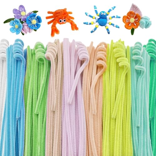 INDIKONB Pipe Cleaner for Craft Flower Kit - Pastel Chenille Stem...