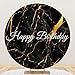 Laeacco 6x6ft Black Marble Happy Birthday Round Backdrop Golden Crack Texture Luxury Circle Backdrop Baby Shower Adults Children Birthday Circle Photography Background Bday Party Decor Photo Props