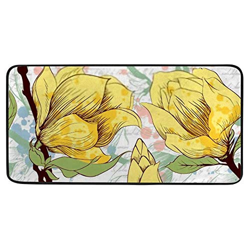 Tapis de cuisine 99x51 cm antidérapant confortable à fleurs - 2
