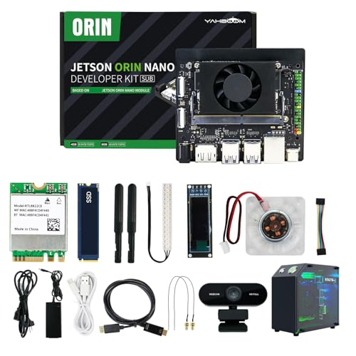 Image of Yahboom Jetson Orin Nano 4GB Super 34TOP, with Jetson Case, RGB Cooling, USB Microphone Camera, Electronic Kit Intelligence ROS2(Orin Nano 4GB SUB Mini PC Kit)