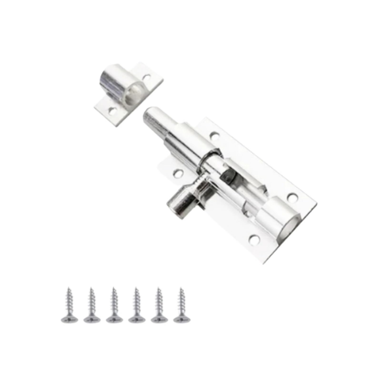 Gate Bolt Door Window Catch Lock Buckle Gate Shed Sliding Tower Bolt Latch Home Hardware Safety(Silver)
