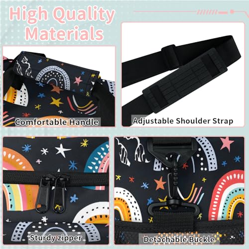 Cute Retro Rainbow Travel Bag for Men Women, Duffle Sport Gym Bag, Carry On Weekender Overnight Bags for for Airplane, Trip, Workout, Yoga, Dance3