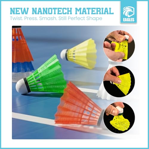 Image of EAGLES Badminton Birdies - Nylon Bedminton Shuttlecocks for Softball /Baseball Batting Training - Highly Stable & Durable 24 Pack, 12 Pack or 6 Pack Shuttle Balls