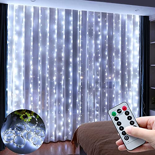 Avyvi Cortina de Luces,3 x 3m Luces Navidad de Cortina de Luces con Impermeable por Resistente...