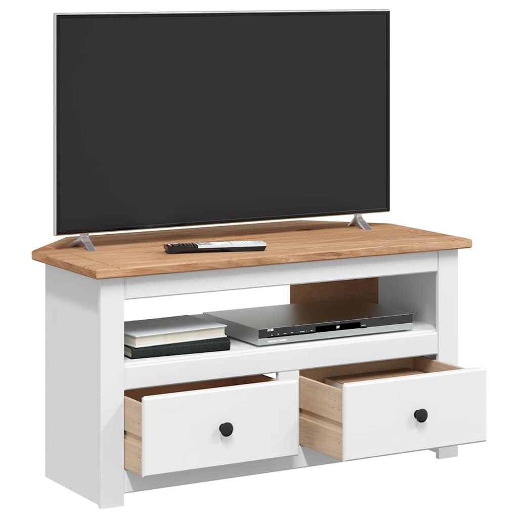 Générique Mobile TV angolare bianco 93x49x49 cm pino massiccio