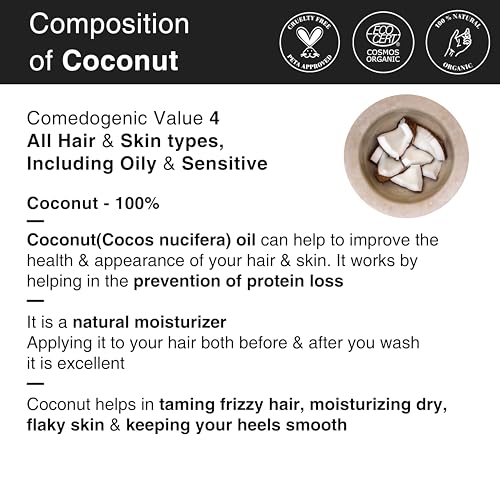 Image of Soulflower Extra Virgin Coconut Oil for Hair & Skin Moisturization, Nourishment, Body Massage |100% Pure, Cold pressed, Organic and Natural Ecocert Cosmos Organic Certified | Pack of 2, 225ml