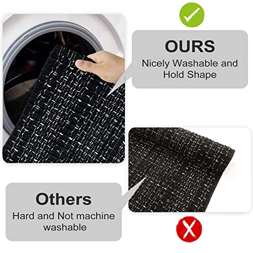 Seavish Black Kitchen Rug, Small Bathroom Rugs, 2'x3' Black and White Striped Rug Throw Rugs Washable Boho Porch Decor Indoor Outdoor Welcome Door Mat for Entryway Front Porch - Image 5