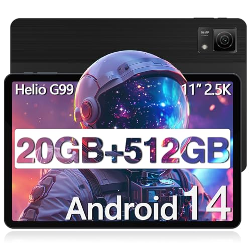 DOOGEE T40 Tablet 11 Zoll,20GB RAM+512GB ROM/2TB TF, Tablet Android 14, Helio G99 Octa-Core Gaming Tablets, 2,5K Display, Dual 4G SLM Tablets Pc, 5G WiFi/8580mAh/18W/16MP/Face lD/GMS/GPS