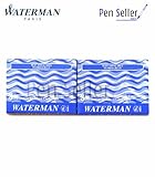 Länge 7,3 cm Waterman - 2 Etuis mit 8 Großraum-Tintenpatronen blau, Tinte löschbar.