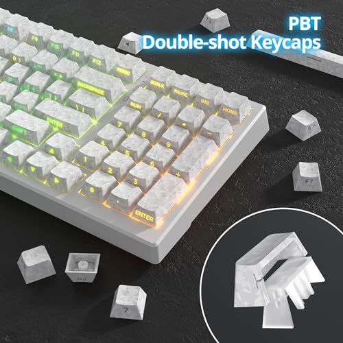 Image of Fogruaden PBT Keycaps Set, Cherry Profile Custom Keycap for Mechanical Keyboard Keycaps(CarbonWhite)