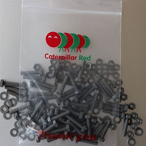 50 x PVC Sechskantschrauben Grau, Muttern und Schrauben aus PVC-U-Kunststoff, oxidationsbeständig, wasserfest, stabil, M4 x 20mm