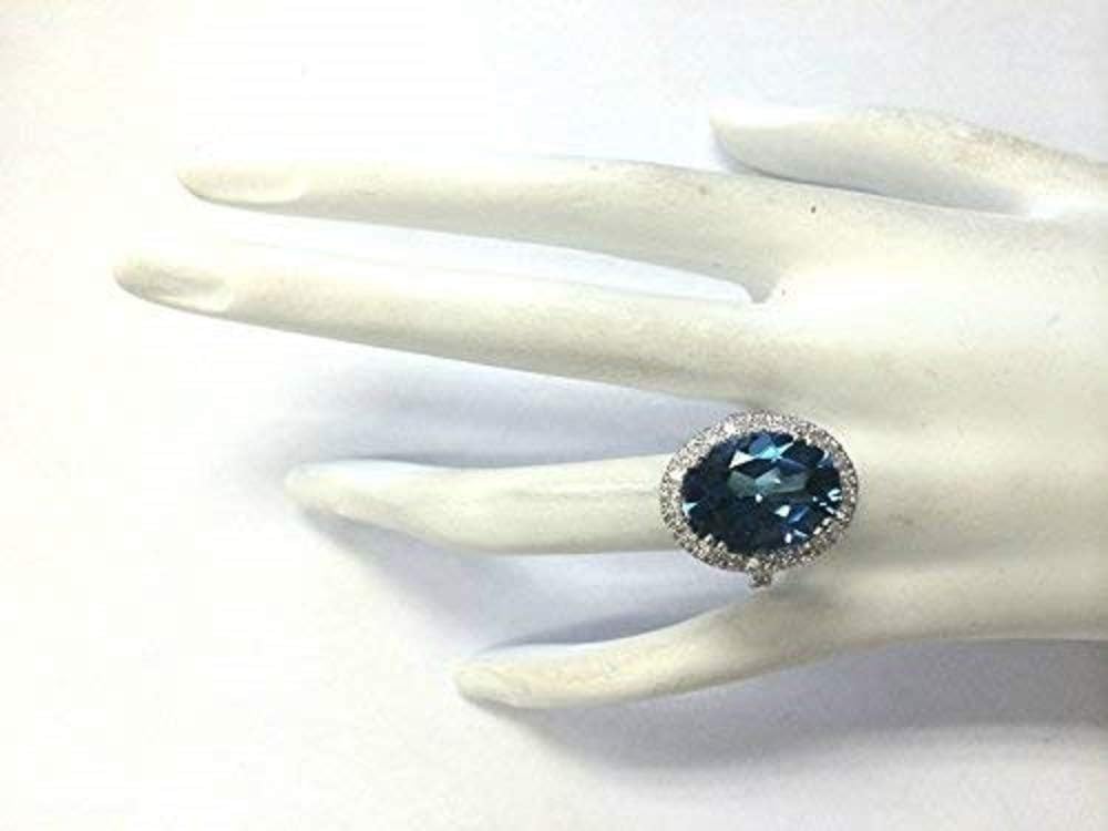 Lzz Fashion Lady London Blue Topaz Gemstone Ring Cubic Zirconia 925 Sterling Silver Ring Oval Cut Single Stone Ring Bridal Jewelry Size 6-10 (US code 7) - Image 4