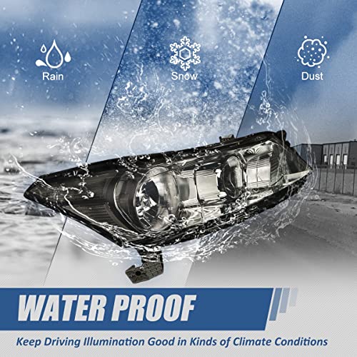 [Halogen Model] Factory Style Headlights Assembly Compatible With Honda Accord Sedan 4-Door 08-12, Driver And Passenger Side, Chrome Housing Smoked Lens #TOP4