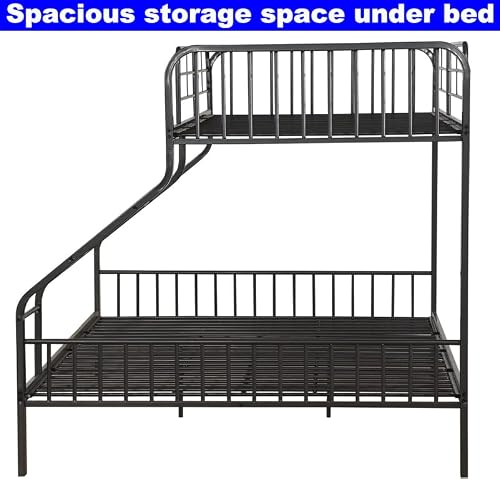 Simplezc Upgrade Version Heavy Duty Metal Twin Xl Over Queen Bunk Beds, Thicken Stronger Bunk Beds Frame With Ladder And Safety Guard Rails For Kids And Adults, Industrial Style, Easier Assembly #TOP6