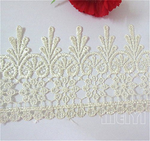5 Yard Venice Floral Lace Edge Trim Ribbon 9Cm Wide Vintage Style 8 Color Edging Trimmings Fabric Embroidered Applique Sewing Craft Wedding Bridal Dress Embellishment Gift Party Decoration(Beige) #TOP2