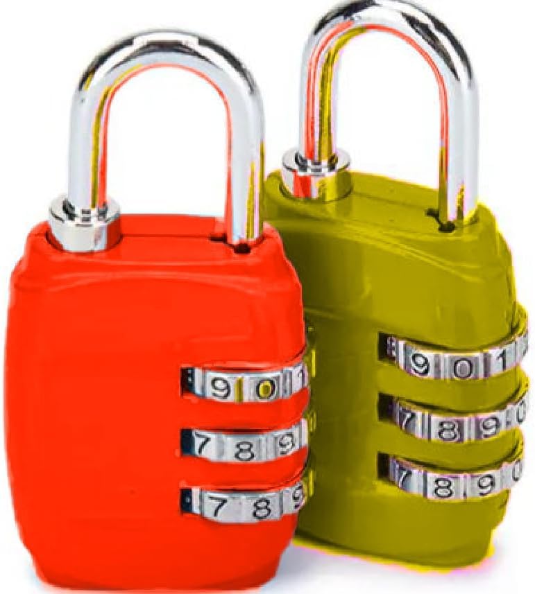 Miniatura 6 de Paquete de 2 cerraduras de combinación de 3 dígitos – Cerradura de equipaje reajustable para mochila, gimnasio, casillero escolar y viajes – Candado