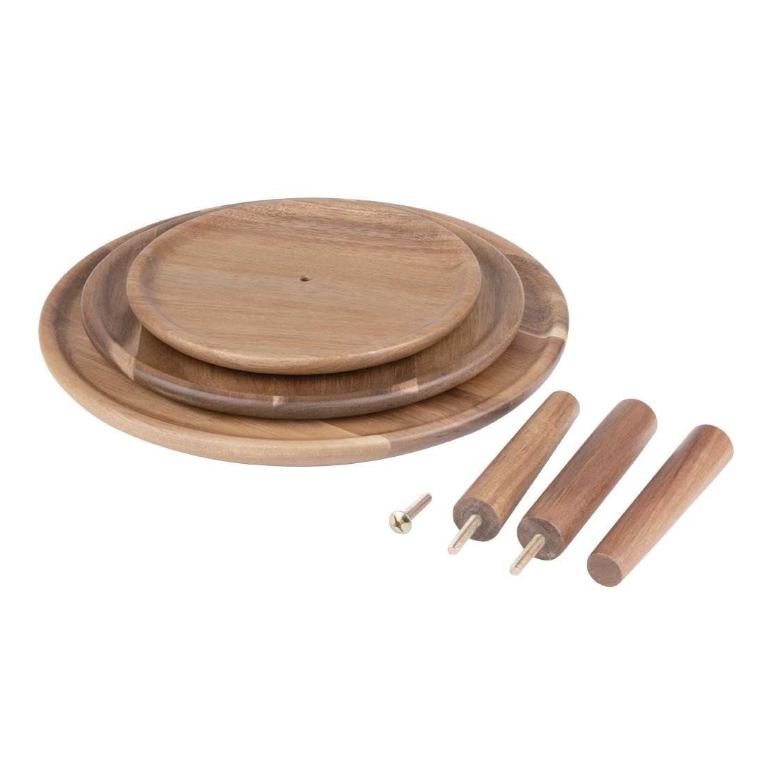 Olympia Soporte de madera de acacia de 3 niveles, 305 x 395 mm, resistente, resistente, duradero, elegante, hotel, restaurante, cafetería, bufé, té, tarta, pastelería, soporte de exhibición