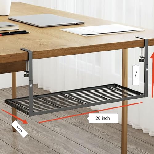 20'' Large Size Under Desk Cable Management Tray No Drill, Large Capacity Desk Wire Organizer Rack, Sturdy Metal Under Desk Cord Management with Clamp for Offices and Home - Image 7