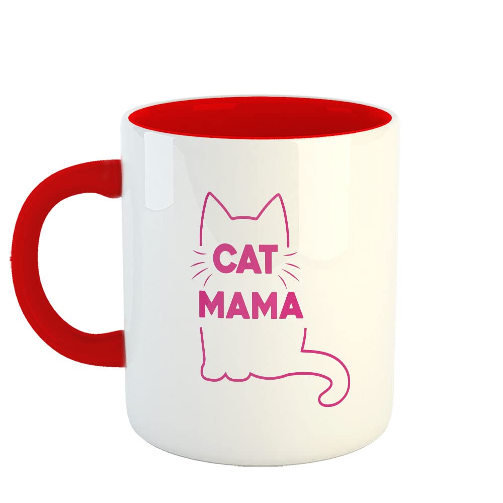 YaaNaa - Printed Coffee Mug, Cat Theme - Cat Mama, Gift for Cat Lovers, Gift for Pet Lovers, Birthday Gift, Christmas Gift, Gift for Mother|Sister, R2031-RD