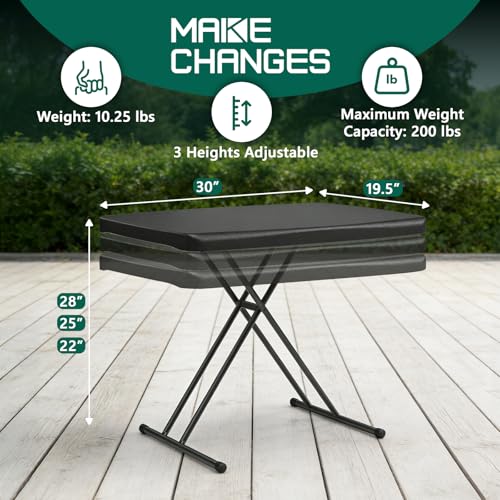 Image of 30in Folding Table, Portable Picnic Table with Adjustable Height, Foldable TV Tray Table & Laptop Desk for Small Spaces, Patio, Camping, BBQ, No Assembly Needed, Black