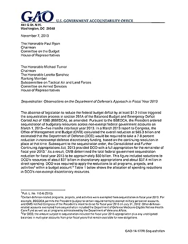 Sequestration :observations on the Department of Defenses approach in fiscal year 2013