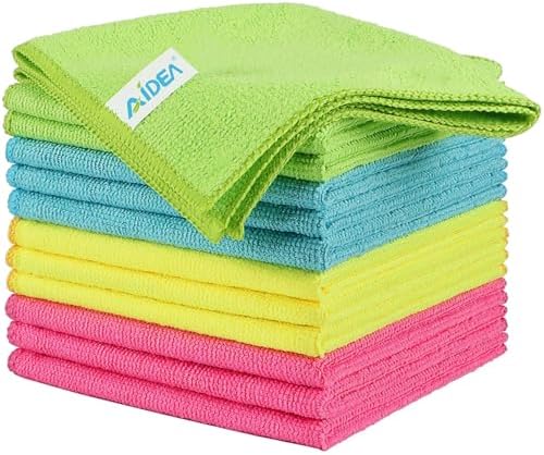 AIDEA Microfibre Cloth 12 Pack,Reusable Kitchen Microfibre Cleani...