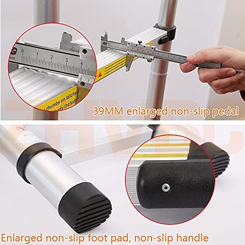 Lightweight Adjustable Extension Ladder - Non-Slip Design with Spring Lock - Perfect for Home, Office & Outdoor Use - Safe & Portable Tool for Easy Access