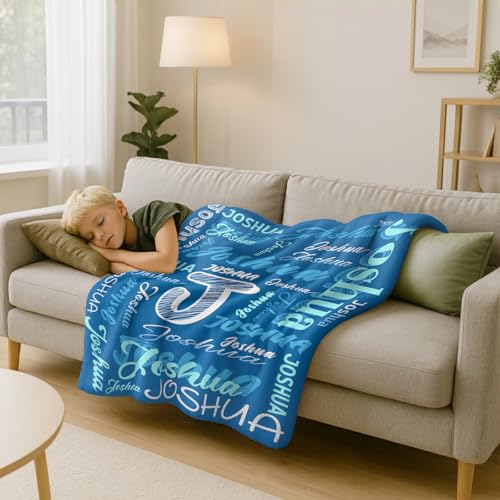 Image of Personalized Baby Blanket with Name, Custom Name Blanket for Kids Soft Flanne Blankets in Easter Personalized Baby Gifts for Infant Newborn Shower (Rainbow)