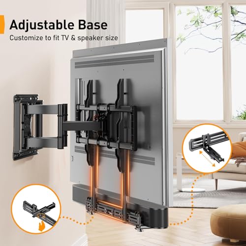 Image of Perlegear Soundbar Mount, Sound Bar Mount with Holes /Without Holes, Sound Bar Mounts Under TV up to 15 lbs, Non-Slip Base Holder Extends 3.5 inch to 6 inch, Attach Speaker to TV or Wall