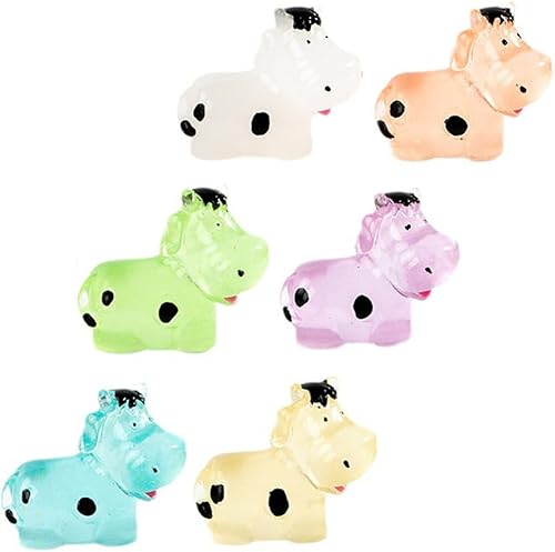 Miniatura 2 de Yardwe 6 mini figuras luminosas de vaca de resina que brillan en la oscuridad, estatua de vaca de hadas, adornos de animales de jardín para el