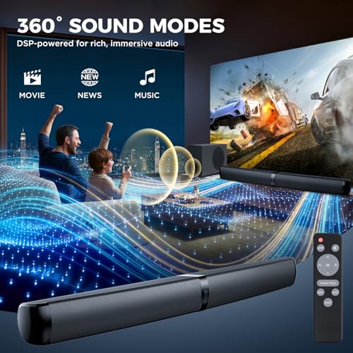 Maraawa Sound Bar with Subwoofer, Soundbar for TV Speaker Sonicwave 2.1 CH 120W Detachable 2-in-1 Home Audio System with DSP Bluetooth 5.3 Soundbar, ARC/Optical/AUX for Movies Music Gaming - image 6