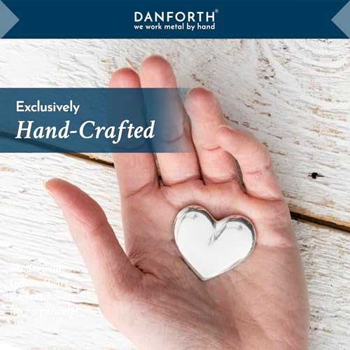 DANFORTH - Heart Palm Stone — Inspirational Pocket Charm — Smooth Metal Worry Stone — Heart Shaped Rocks — I Love You Valentine — Handcast Pewter — Made In USA (1 ½”)3