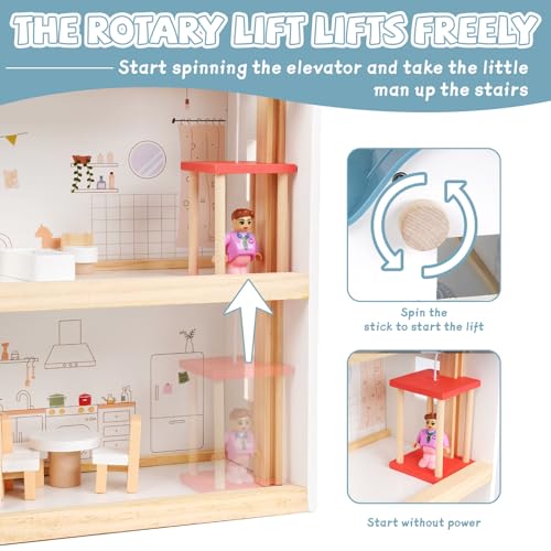 Wjzdy WJZDY0425 Wooden Dollhouse For Girls,Wood Doll Houses,Modern Dollhouse Playset thumb #2