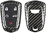 M.JVisun Genuine Carbon Fiber Key Fob Cover For Cadillac ATS ATS-L ATS-V CT6 CTS CTS-V Escalade SRX XT4 XT5 XTS Smart Car Remote Key Fob Case For Men Women - For Shield Logo Back - Black