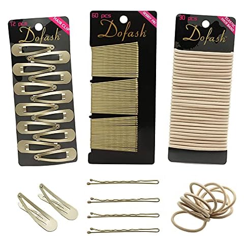 Dofash Women's Braided Good Hair Set 102 Counts Set Braided Hair Clips For Women (Bobby Pins 60pcs + Hyper Elastics Ties 30pcs + Snap Hair Clips 12PCS (Blonde) Cover