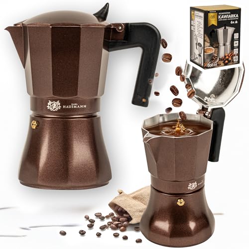 KARL HAUSMANN Cafetiere Italienne Induction - 6 Tasses - 300ml - Cafetière Moka Espresso Marron - Compatible Toutes Plaques Cuisson - Cafetières Italiennes...