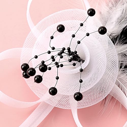 Image of DRESHOW Fascinators Hats for Women Tea Party Fascinator Hats Vintage 50s Headwear Cocktail Wedding Church Derby Hat