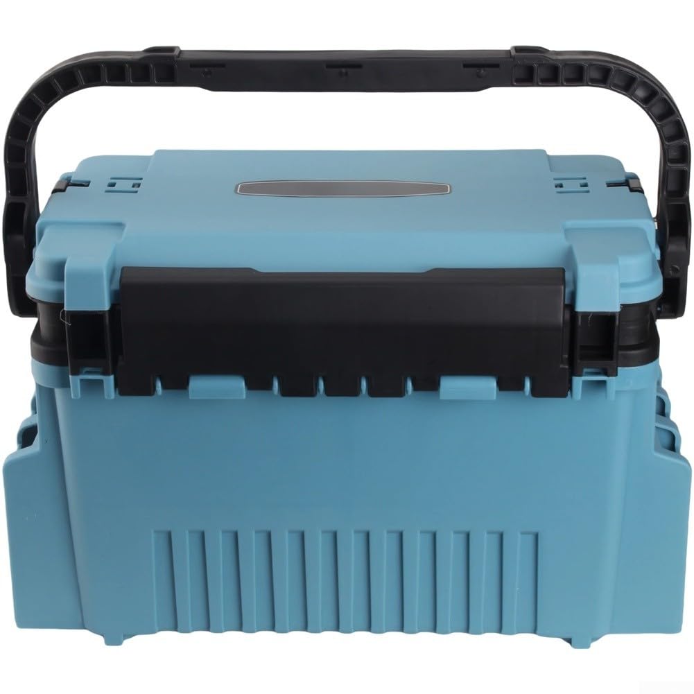 DAZZLEEX Grande scatola organizer per attrezzatura da pesca, con divisori mobili e tracolla, multistrato, per esche, ami, esche, custodia portatile per pesca all'aperto (grande, marrone, nero)