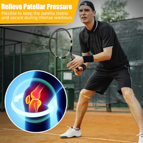 Image of Foilswirl Silicone Patella Knee Band for Basketball Patella Tendon Support Knee Pain Running Tendon Brace Support Strap(2,Yellow,M)