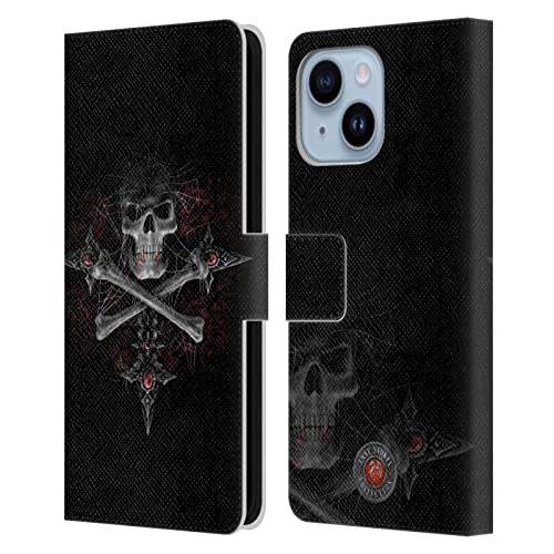 Étui portefeuille iPhone 14 Plus Anne Stokes en cuir avec motif crâne gothique