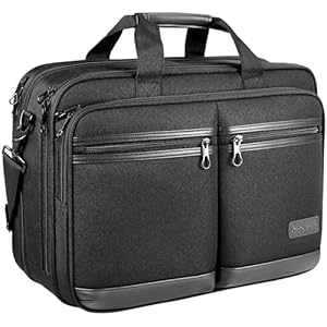 KROSER Laptop Bag Stylish Laptop Briefcase Fits Up to 17.3 Inch Expandable Water-Repellent Shoulder Messenger Bag Computer Bag with RFID Pockets for Business/Travel/School/College/Men/Women-Black