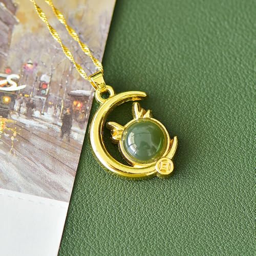 Collier lune de jade chrétien anti-ternissement en argent S925 véritable