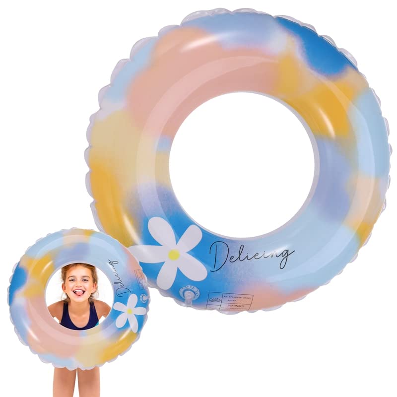 Smilcloud Flower Swim Ring Inflatable Floating Ring Swimming Ring Inflatable Pool Floats Ring Colorful Durable Rubber Rings For 2-4 Kids Girls Summer Pool Party