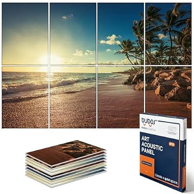 BUBOS 8 Pack Self-Adhesive Acoustic Wall Panels,47.2" x 31.4" Sound Panels Noise Reducing for Wall,Decorative Acoustic Panels Sound Absorbing,Sound Proofing Panel for Studio, Home,Office(Beach02)