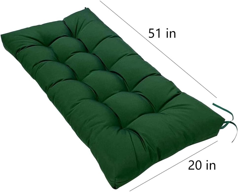 Srutirbo Waterproof Outdoor Bench Cushion, 51"x20", Swing Cushion Patio Furniture Cushions 3 Seater, for Garden Patio Furniture Lounger Bench (Dark Green)
