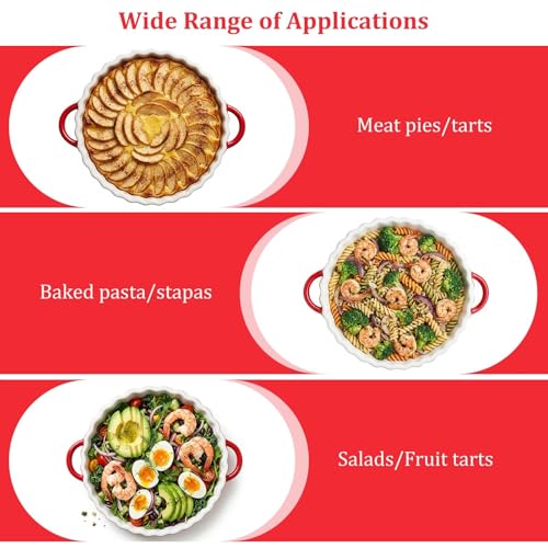 Ceramic Quiche Dish Pie Dish for Baking, Crinkle Rim, for The Oven Tart Quiche Pans for Cooking, and Fruit Pies with Small Spoon 26 * 21 * 4cm - Image 5