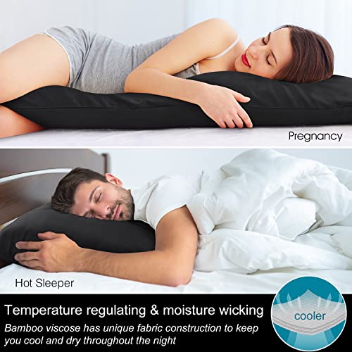 Image of BEDELITE Body Pillow Pillowcase, Rayon from Bamboo, Black, 20 inchx54 inch