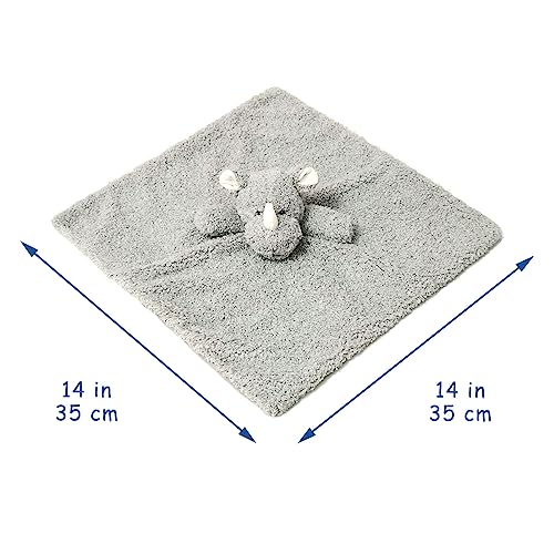 Image of Baby Gray Rhino Soft Stuffed Animal Security Blanket, Plush Rhino Character Lovey Blanket, Baby Shower /Nursery Gift, Newborn Infant Toddler Snuggle Blankie for Boys Girls, 14 Inches
